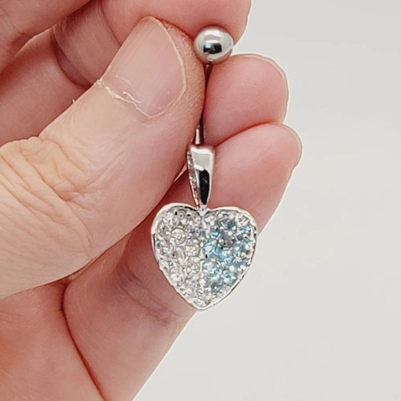 New Sterling Silver CZ Belly Button Navel Ring - Picture 4 of 4